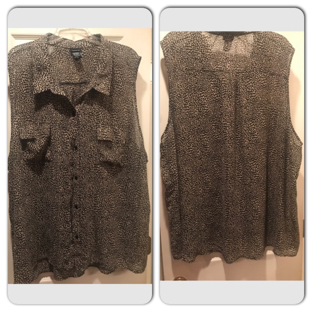 Torrid size 5x chiffon blouse small leopard print